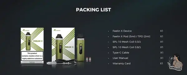 สินค้าภายในกล่อง Uwell feelin x