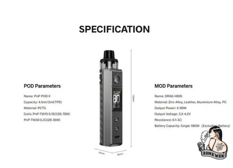 รายละเอียด Voopoo Drag h80