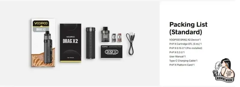 สินค้าภายในกล่อง voopoo Drag x2