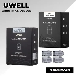 คอยล์พอตบุหรี่ไฟฟ้า uwell caliburn a3 1กล่องมี4ตัว
