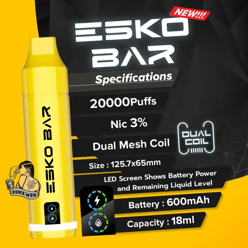 คุณสมบัติ พอตใช้แล้วทิ้ง eskobar 20k