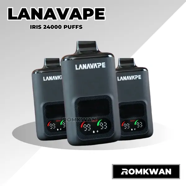 พอตใช้แล้วทิ้ง ทรงเหลี่ยม Lana iris 24000 puffs สูบง่าย อร่อย